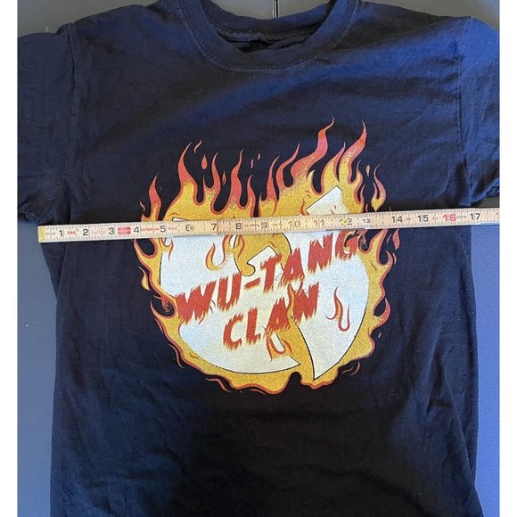 Wu-Tang Clan Size Small Black Short Sleeve T-Shirt Flames Fire - Picture 5 of 6